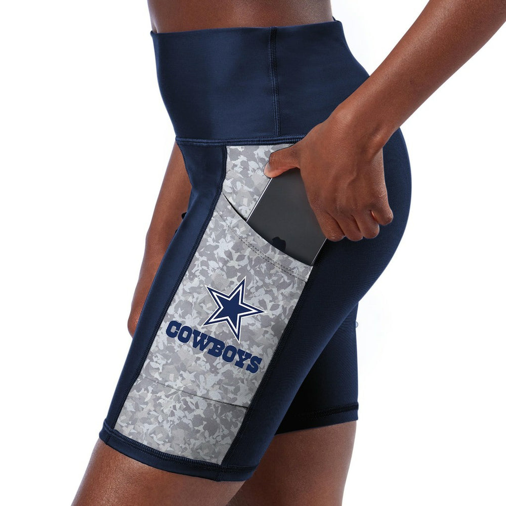 Dallas Cowboys Certo Women's High Waist Logo Two-Pocket Biker Shorts - Navy - NFL
