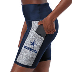 Dallas Cowboys Certo Women's High Waist Logo Two-Pocket Biker Shorts - Navy - NFL