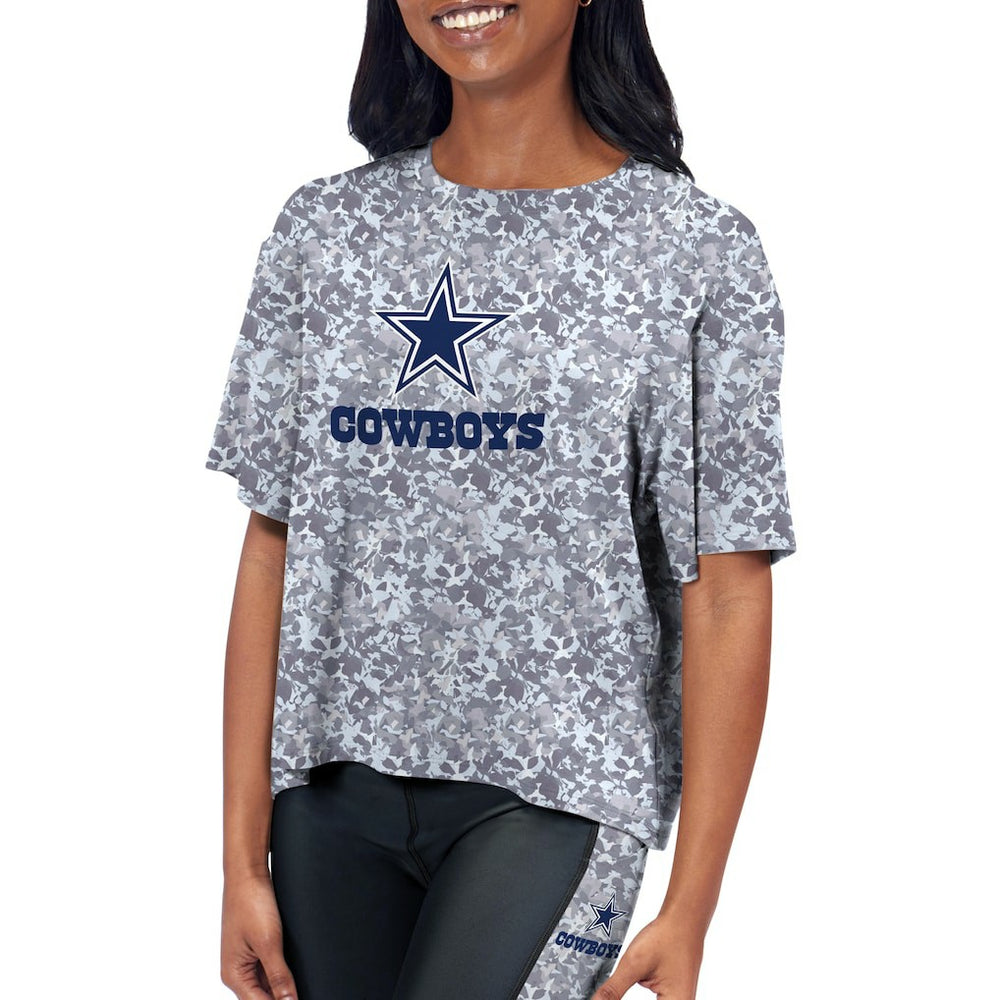 Dallas Cowboys Certo Women's Cropped Turnout T-Shirt - Navy - NFL