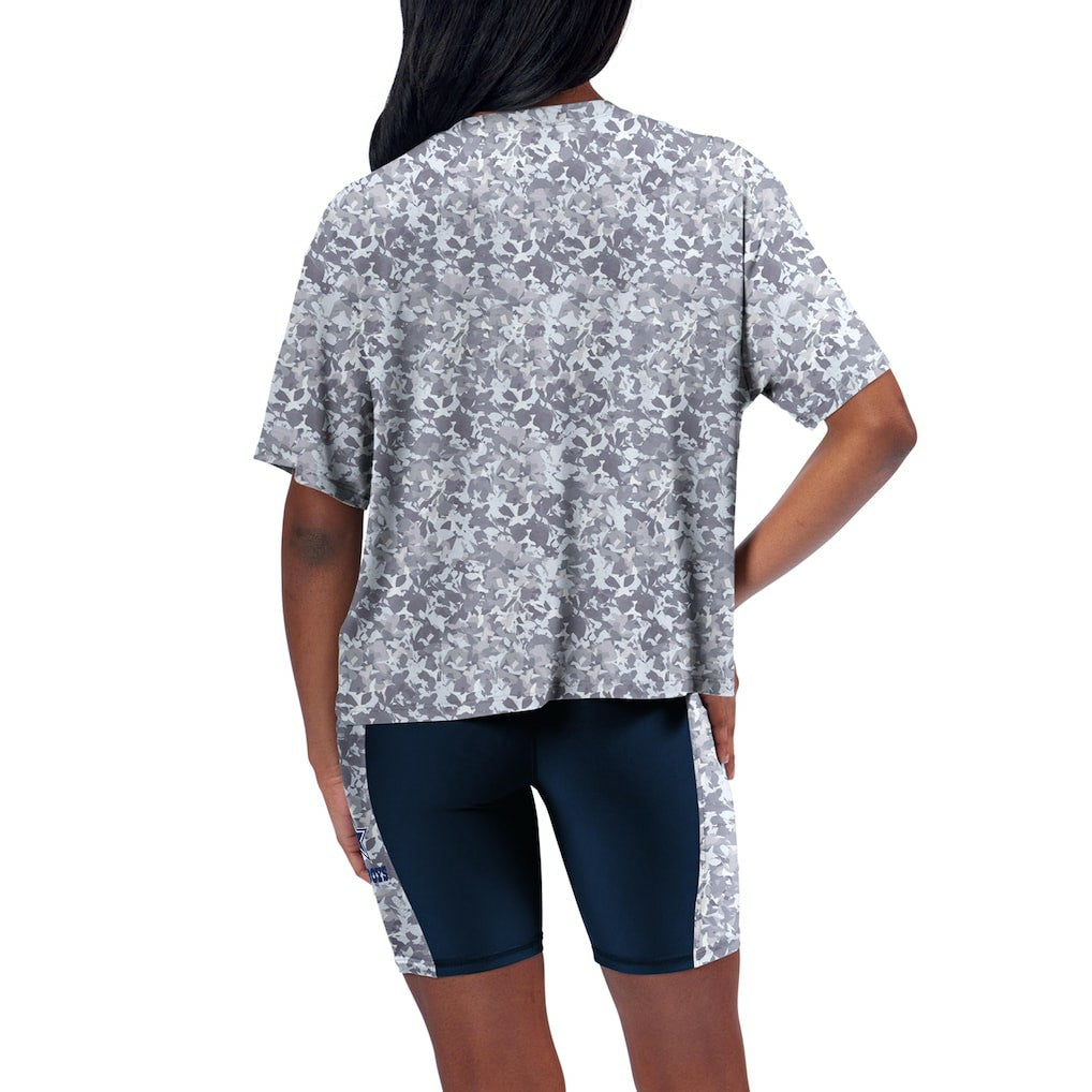 Dallas Cowboys Certo Women's Cropped Turnout T-Shirt - Navy - NFL