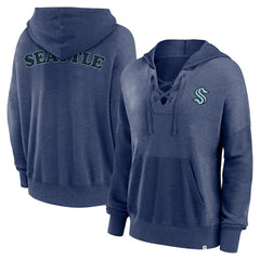 Seattle Kraken Fanatics Women's Breakout Lace-Up Pullover Hoodie - Navy | Fanatics Clearance