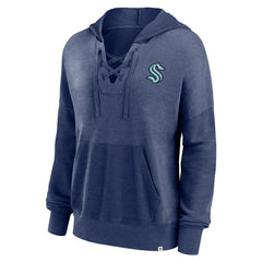 Seattle Kraken Fanatics Women's Breakout Lace-Up Pullover Hoodie - Navy | Fanatics Clearance