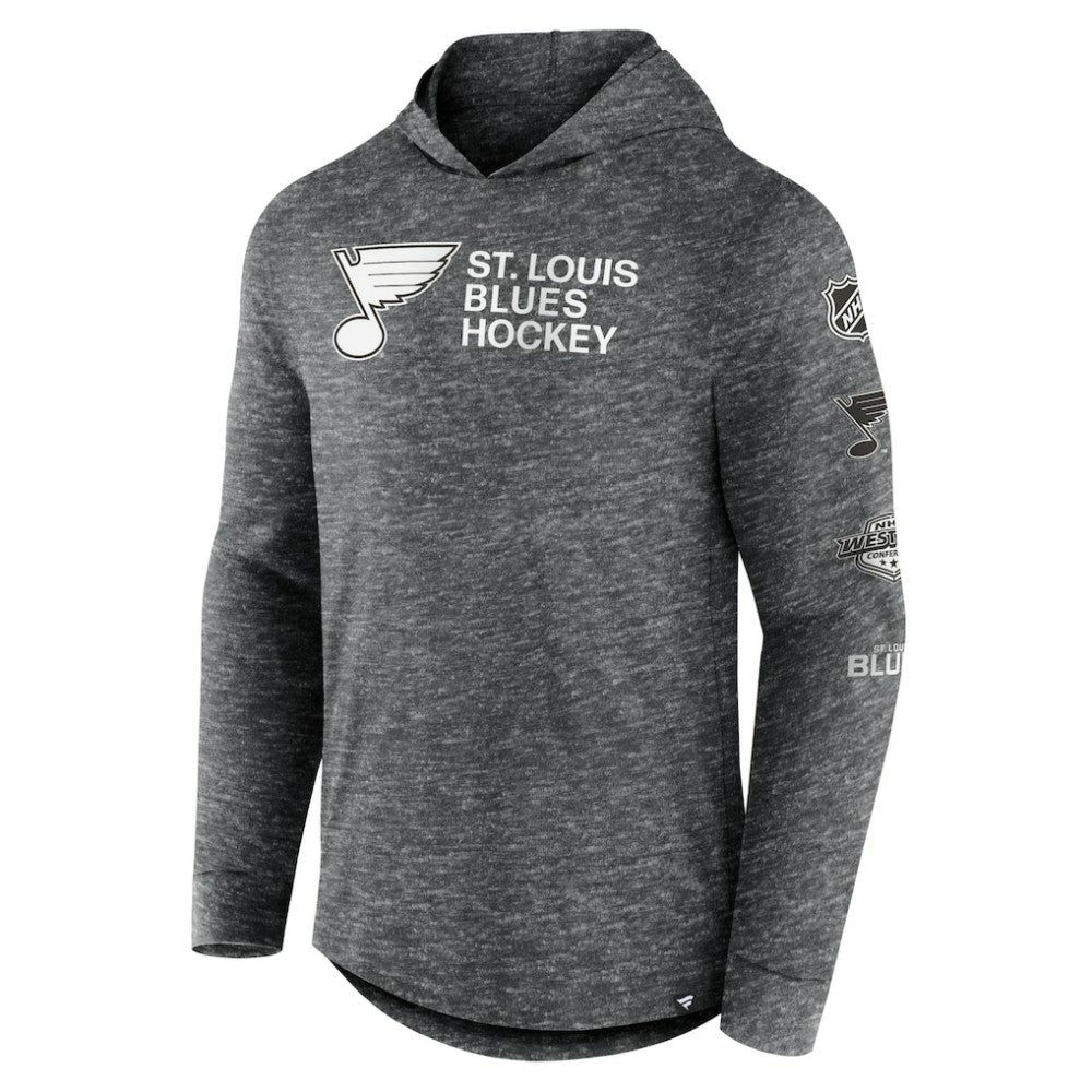 St. Louis Blues Fanatics Stacked Long Sleeve Hoodie T-Shirt - Heather Charcoal | Fanatics discount