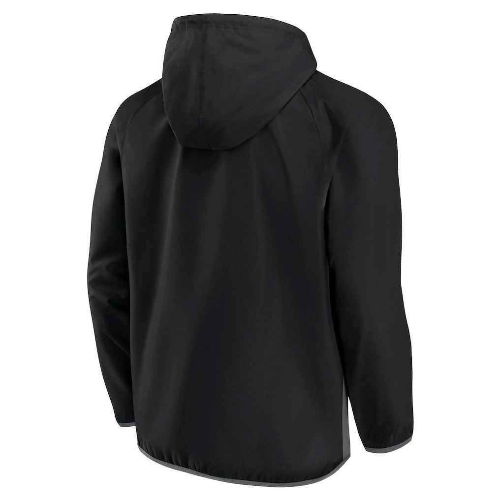 Fanatics Brooklyn Nets Anorak Flagrant Foul Color-Block Raglan Hoodie Half-Zip Jacket Black/Gray