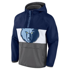 Fanatics Memphis Grizzlies Anorak Flagrant Foul Color-Block Raglan Hoodie Half-Zip Jacket Navy/Gray