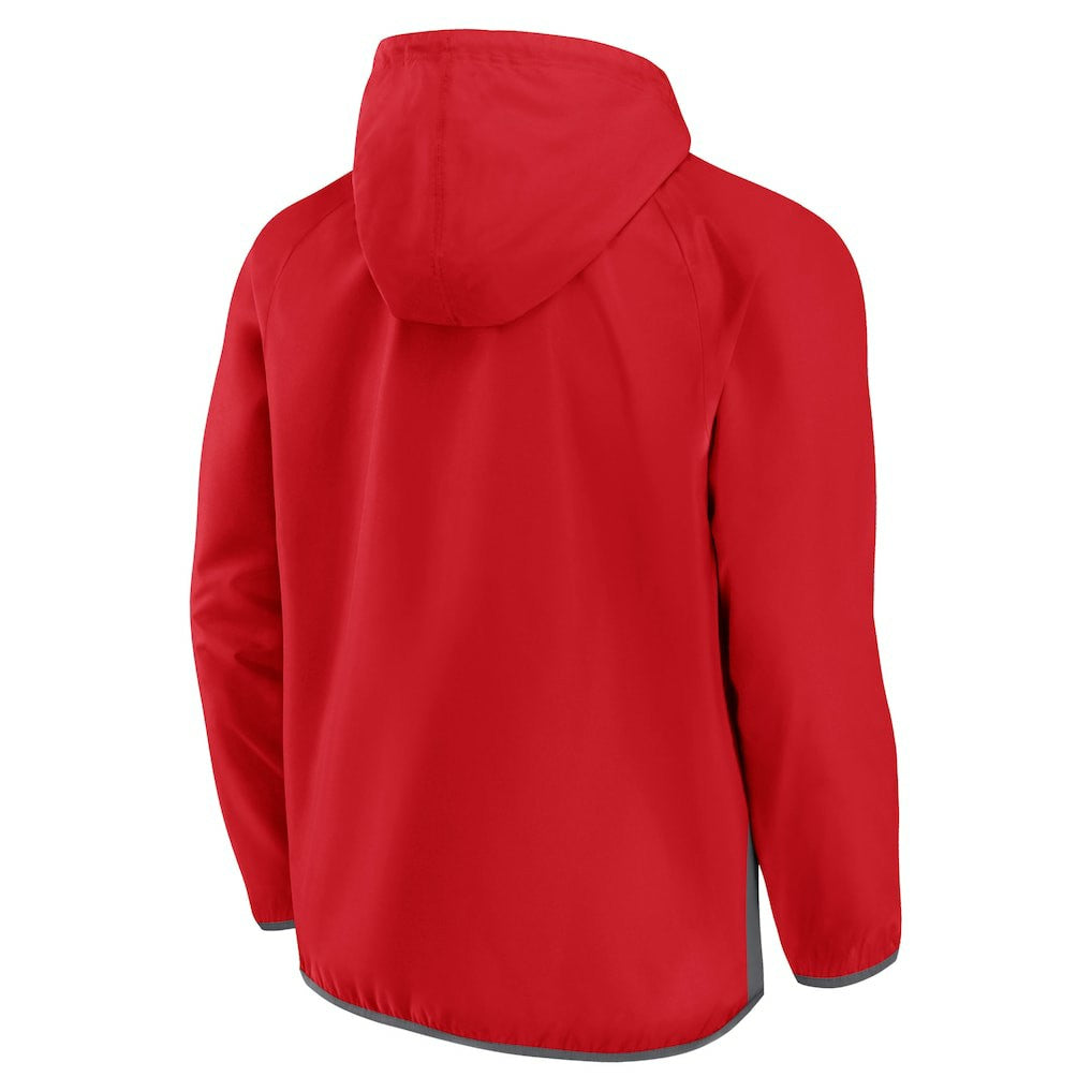 Fanatics Chicago Bulls Anorak Flagrant Foul Color-Block Raglan Hoodie Half-Zip Jacket Red/Gray