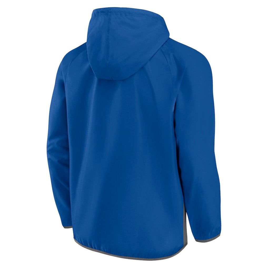Fanatics Philadelphia 76ers Anorak Flagrant Foul Color-Block Raglan Hoodie Half-Zip Jacket Royal/Gray