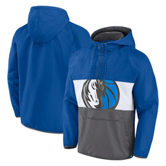 Fanatics Dallas Mavericks Anorak Flagrant Foul Color-Block Raglan Hoodie Half-Zip Jacket Blue/Gray