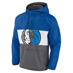 Fanatics Dallas Mavericks Anorak Flagrant Foul Color-Block Raglan Hoodie Half-Zip Jacket Blue/Gray