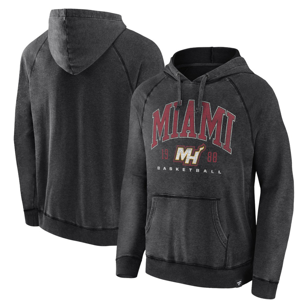 Fanatics Miami Heat Foul Trouble Snow Wash Raglan Pullover Hoodie Heather Charcoal