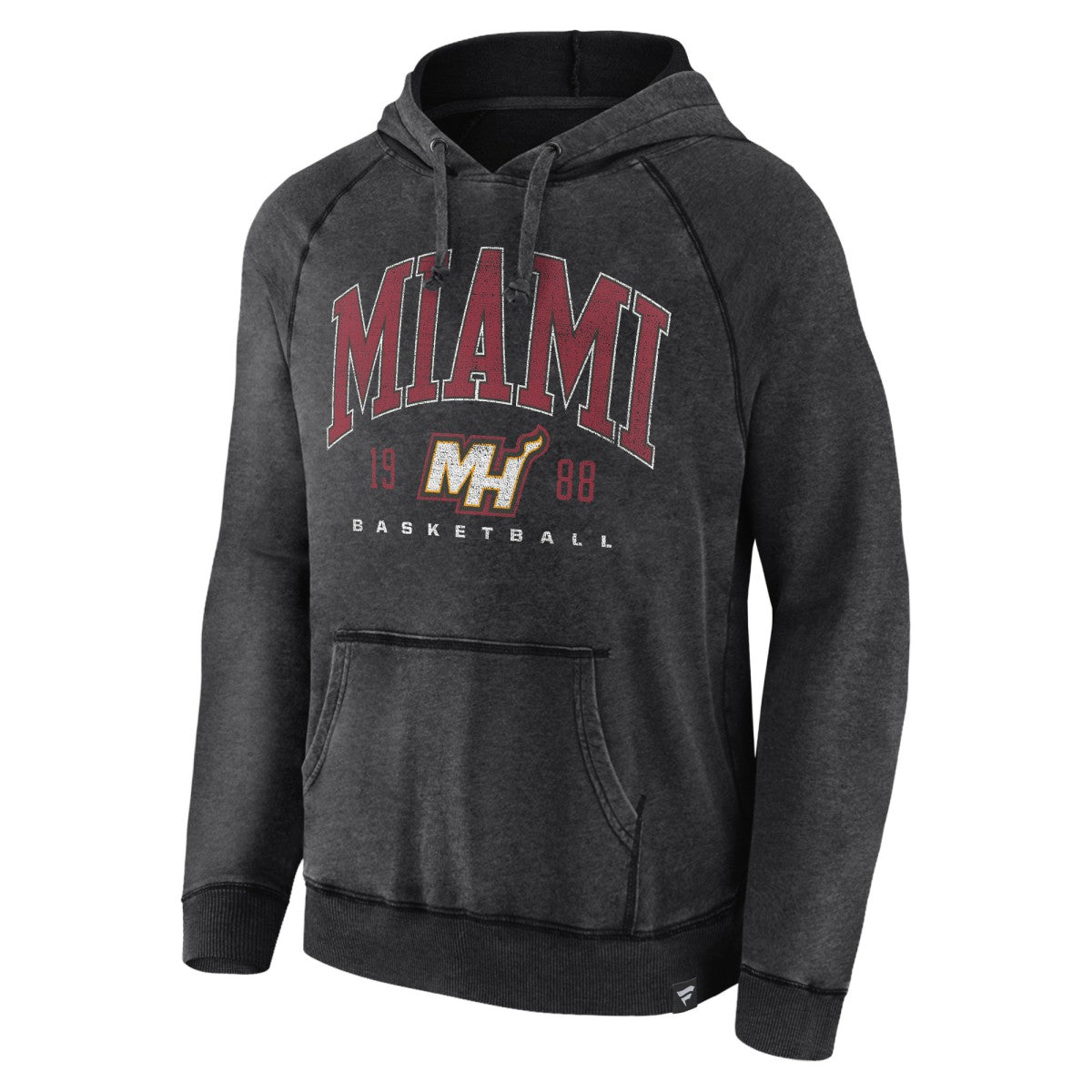 Fanatics Miami Heat Foul Trouble Snow Wash Raglan Pullover Hoodie Heather Charcoal