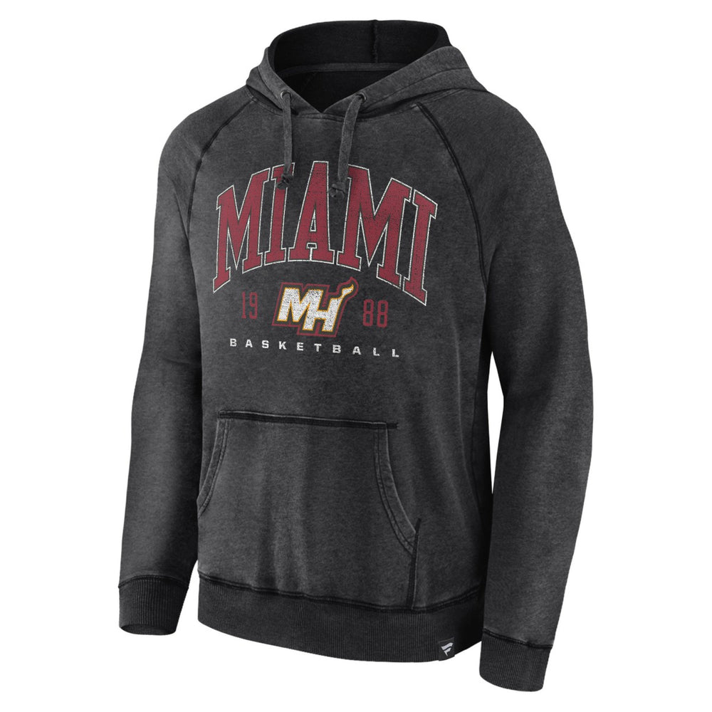 Fanatics Miami Heat Foul Trouble Snow Wash Raglan Pullover Hoodie Heather Charcoal