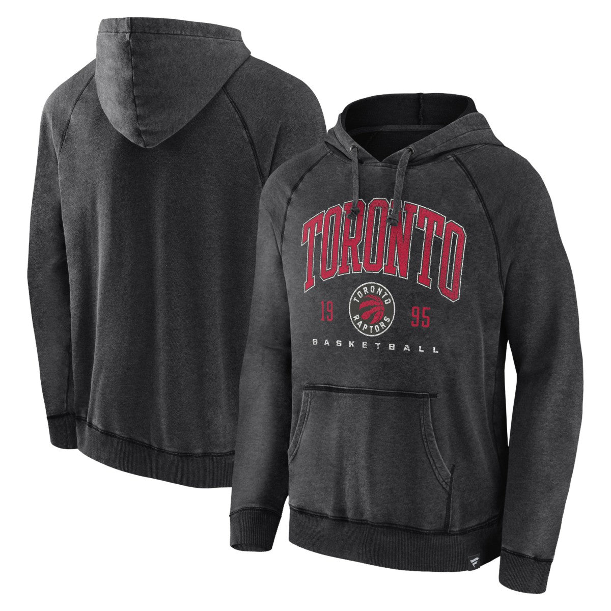 Fanatics Toronto Raptors Foul Trouble Snow Wash Raglan Pullover Hoodie Heather Charcoal