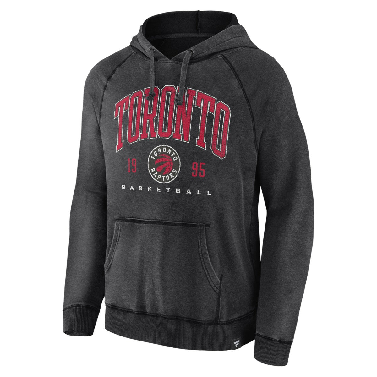 Fanatics Toronto Raptors Foul Trouble Snow Wash Raglan Pullover Hoodie Heather Charcoal