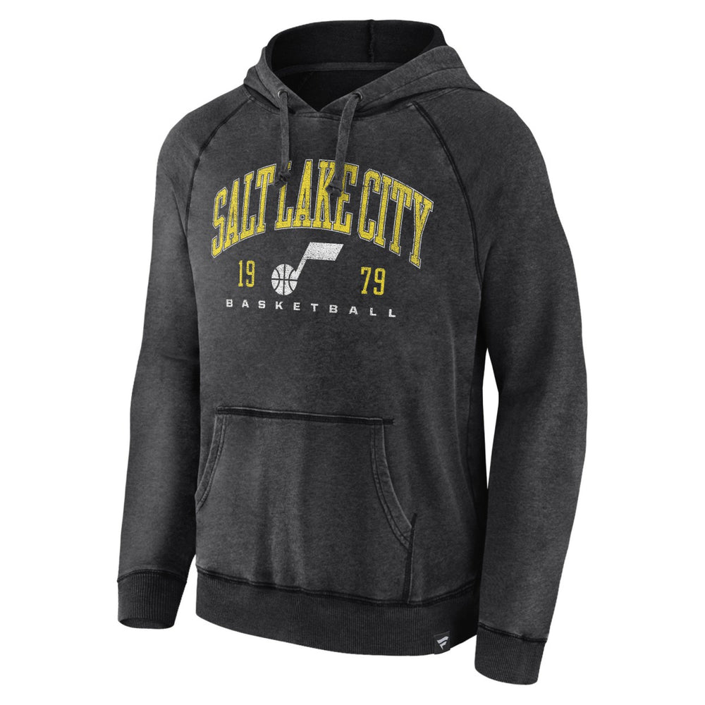 Fanatics Utah Jazz Foul Trouble Snow Wash Raglan Pullover Hoodie Heather Charcoal