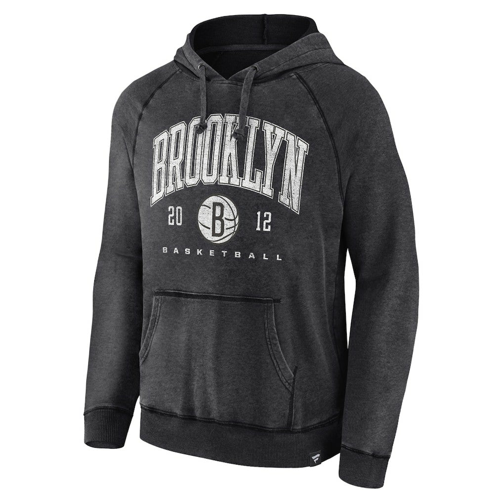 Fanatics Brooklyn Nets Foul Trouble Snow Wash Raglan Pullover Hoodie Heather Charcoal