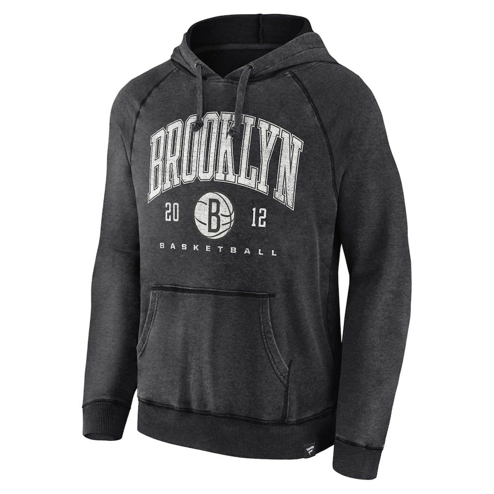 Fanatics Brooklyn Nets Foul Trouble Snow Wash Raglan Pullover Hoodie Heather Charcoal