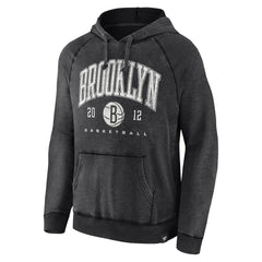 Fanatics Brooklyn Nets Foul Trouble Snow Wash Raglan Pullover Hoodie Heather Charcoal