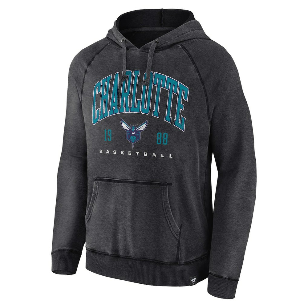 Fanatics Charlotte Hornets Foul Trouble Snow Wash Raglan Pullover Hoodie Heather Charcoal