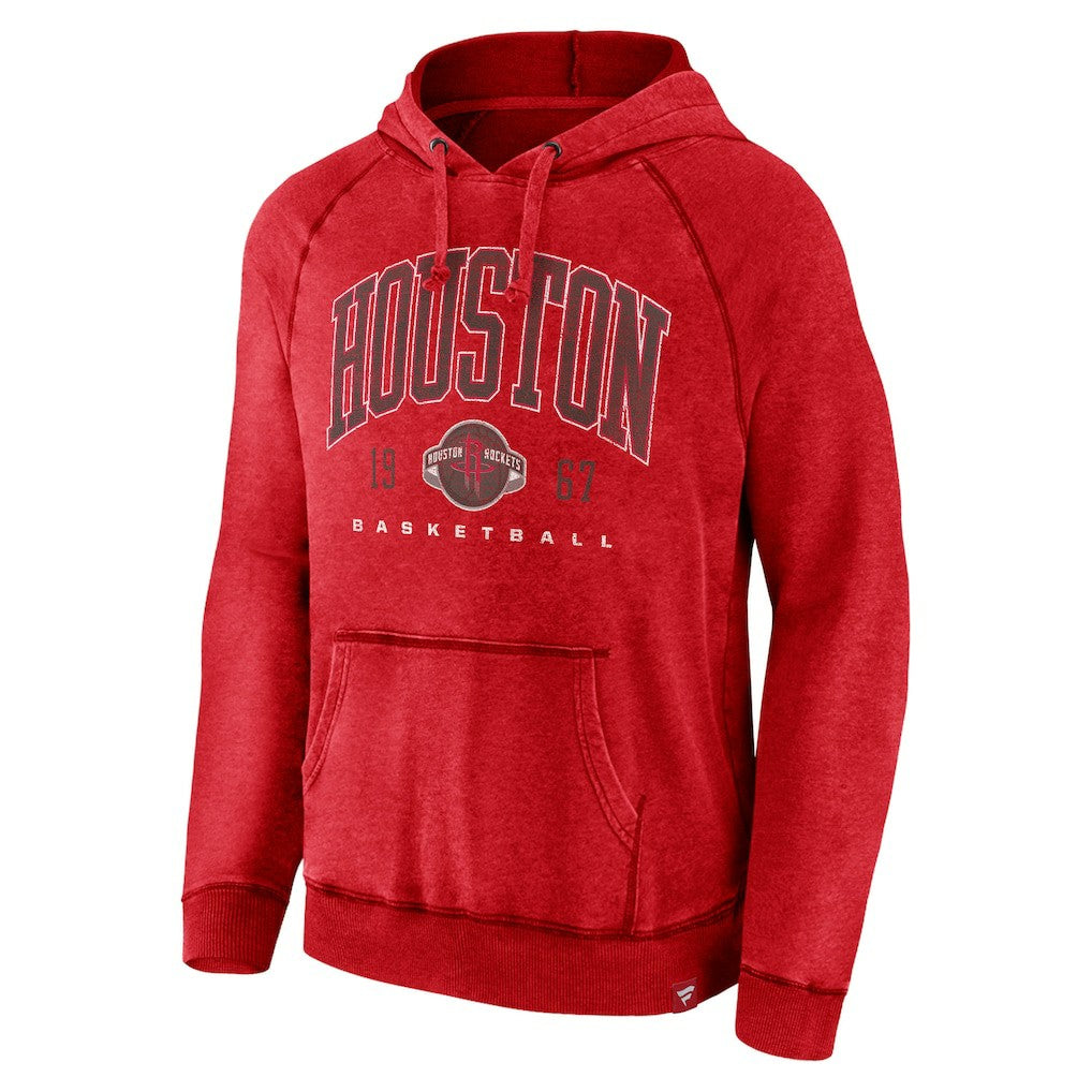 Fanatics Houston Rockets Foul Trouble Snow Wash Raglan Pullover Hoodie Heather Red