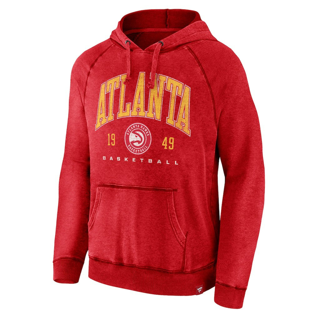Fanatics Atlanta Hawks Foul Trouble Snow Wash Raglan Pullover Hoodie Heather Red