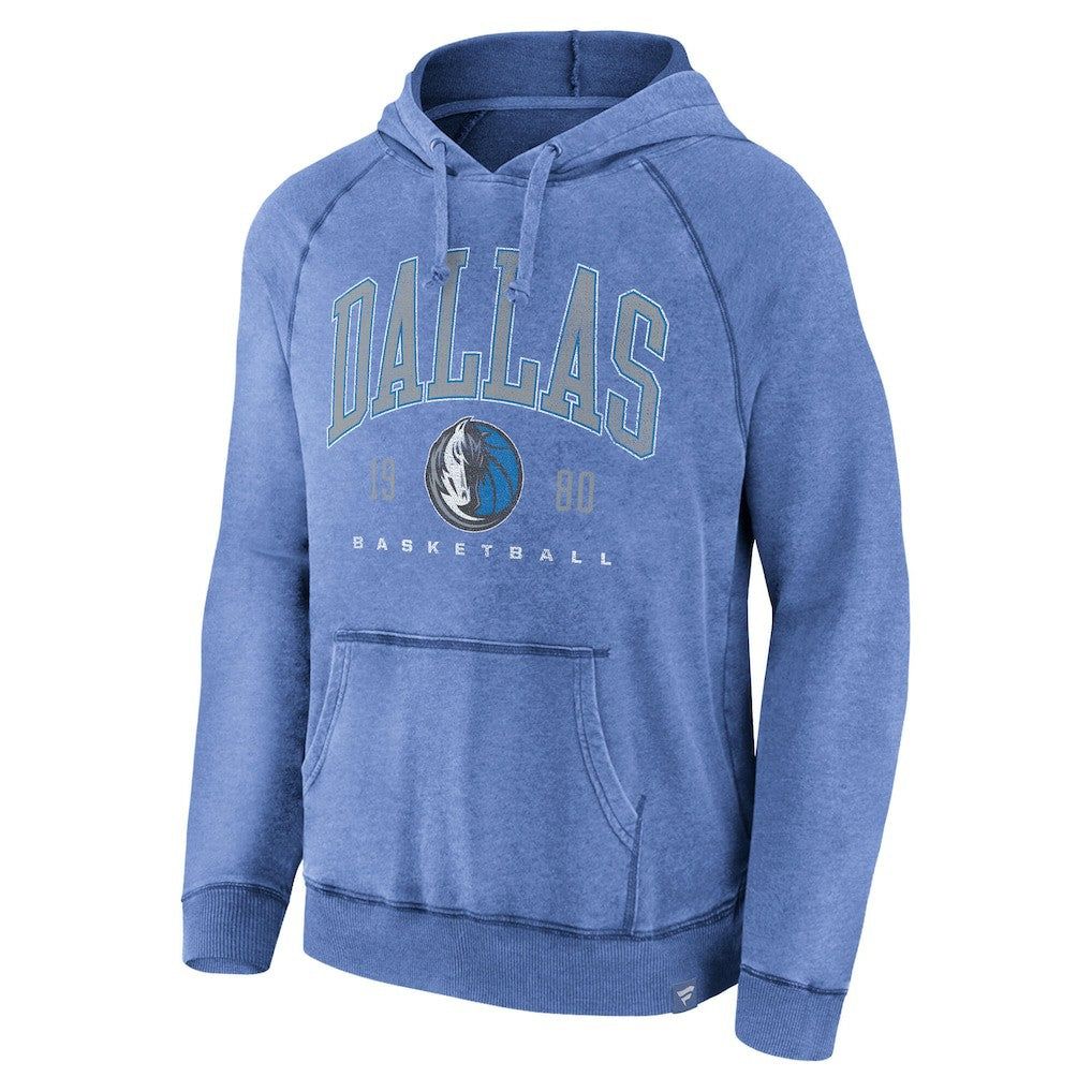 Fanatics Dallas Mavericks Foul Trouble Snow Wash Raglan Pullover Hoodie Heather Blue