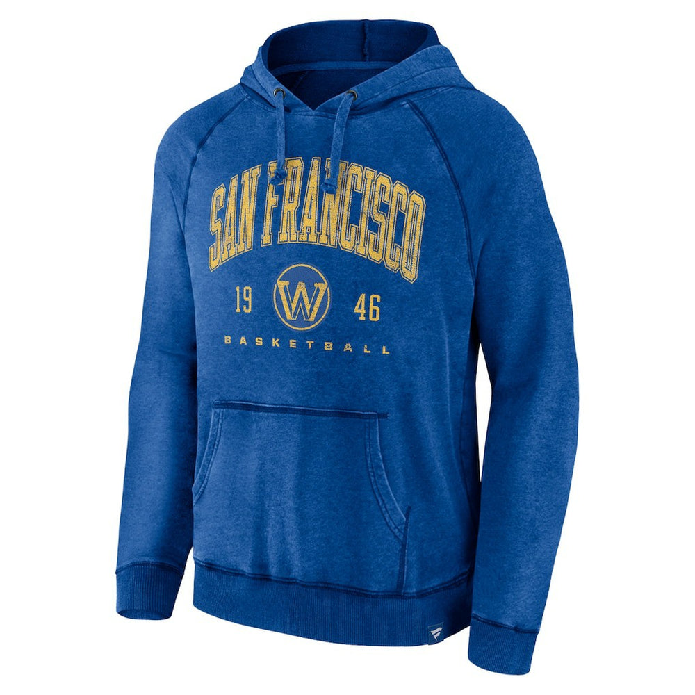 Fanatics Golden State Warriors Foul Trouble Snow Wash Raglan Pullover Hoodie Heather Royal