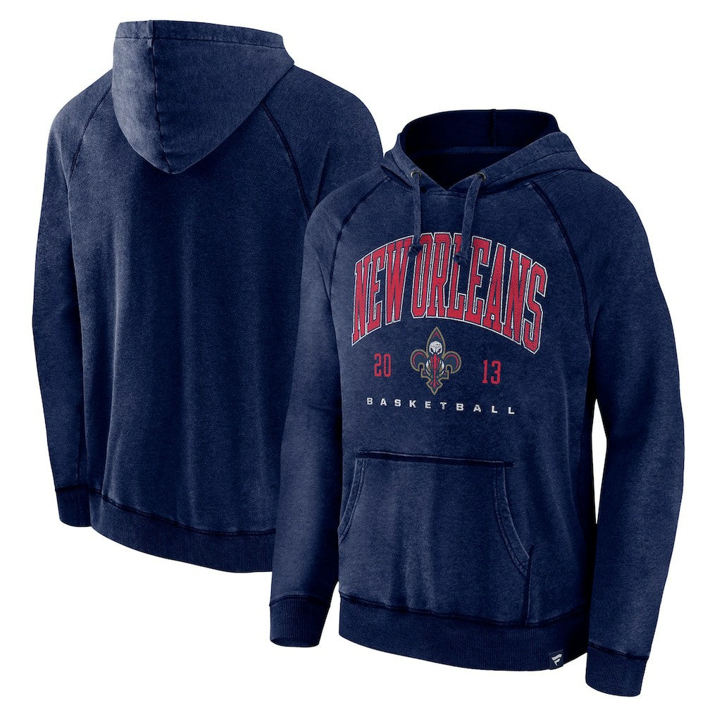 Fanatics New Orleans Pelicans Foul Trouble Snow Wash Raglan Pullover Hoodie Heather Navy