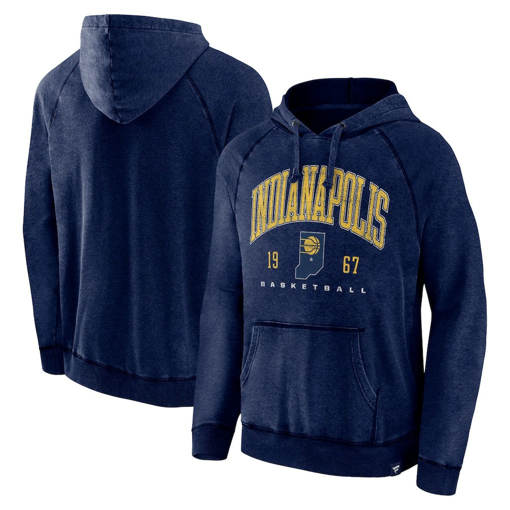 Fanatics Indiana Pacers Foul Trouble Snow Wash Raglan Pullover Hoodie Heather Navy