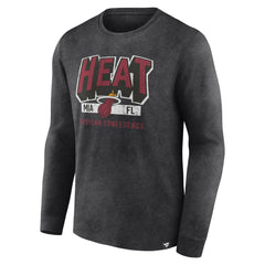 Fanatics Miami Heat Front Court Press Snow Wash Long Sleeve T-Shirt Heather Charcoal