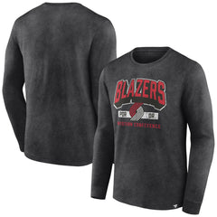 Fanatics Portland Trail Blazers Front Court Press Snow Wash Long Sleeve T-Shirt Heather Charcoal