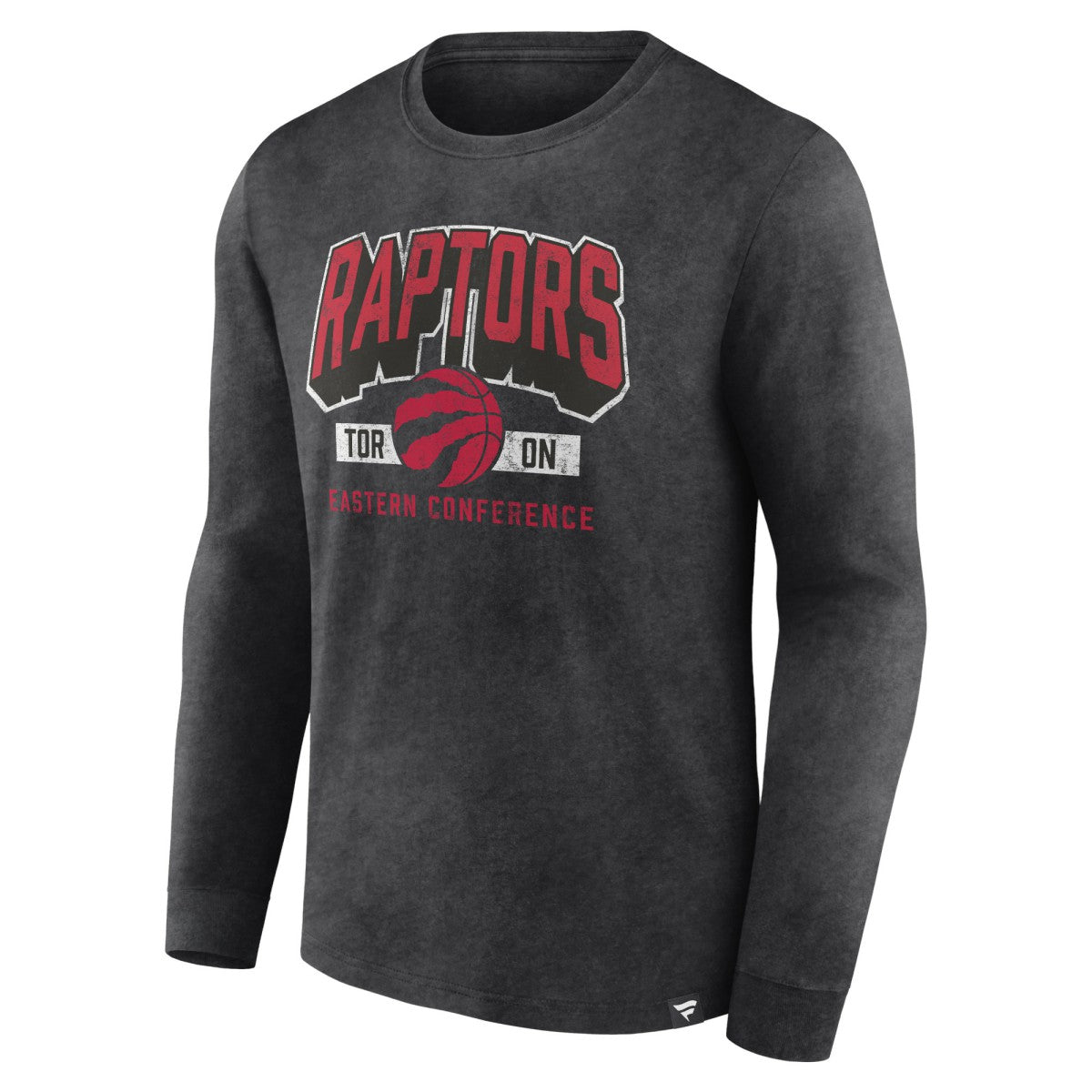Fanatics Toronto Raptors Front Court Press Snow Wash Long Sleeve T-Shirt Heather Charcoal