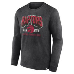 Fanatics Toronto Raptors Front Court Press Snow Wash Long Sleeve T-Shirt Heather Charcoal