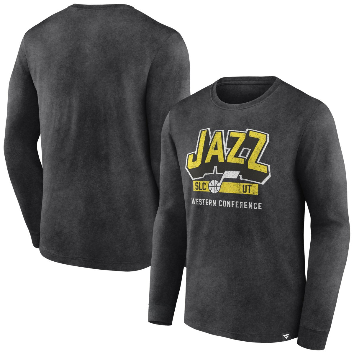 Fanatics Utah Jazz Front Court Press Snow Wash Long Sleeve T-Shirt Heather Charcoal