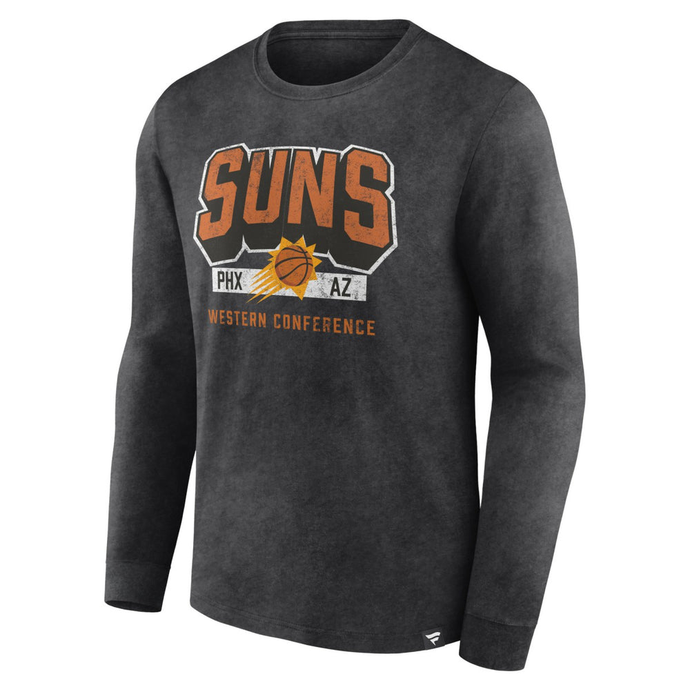 Fanatics Phoenix Suns Front Court Press Snow Wash Long Sleeve T-Shirt Heather Charcoal