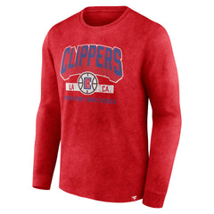 Fanatics LA Clippers Front Court Press Snow Wash Long Sleeve T-Shirt Heather Red