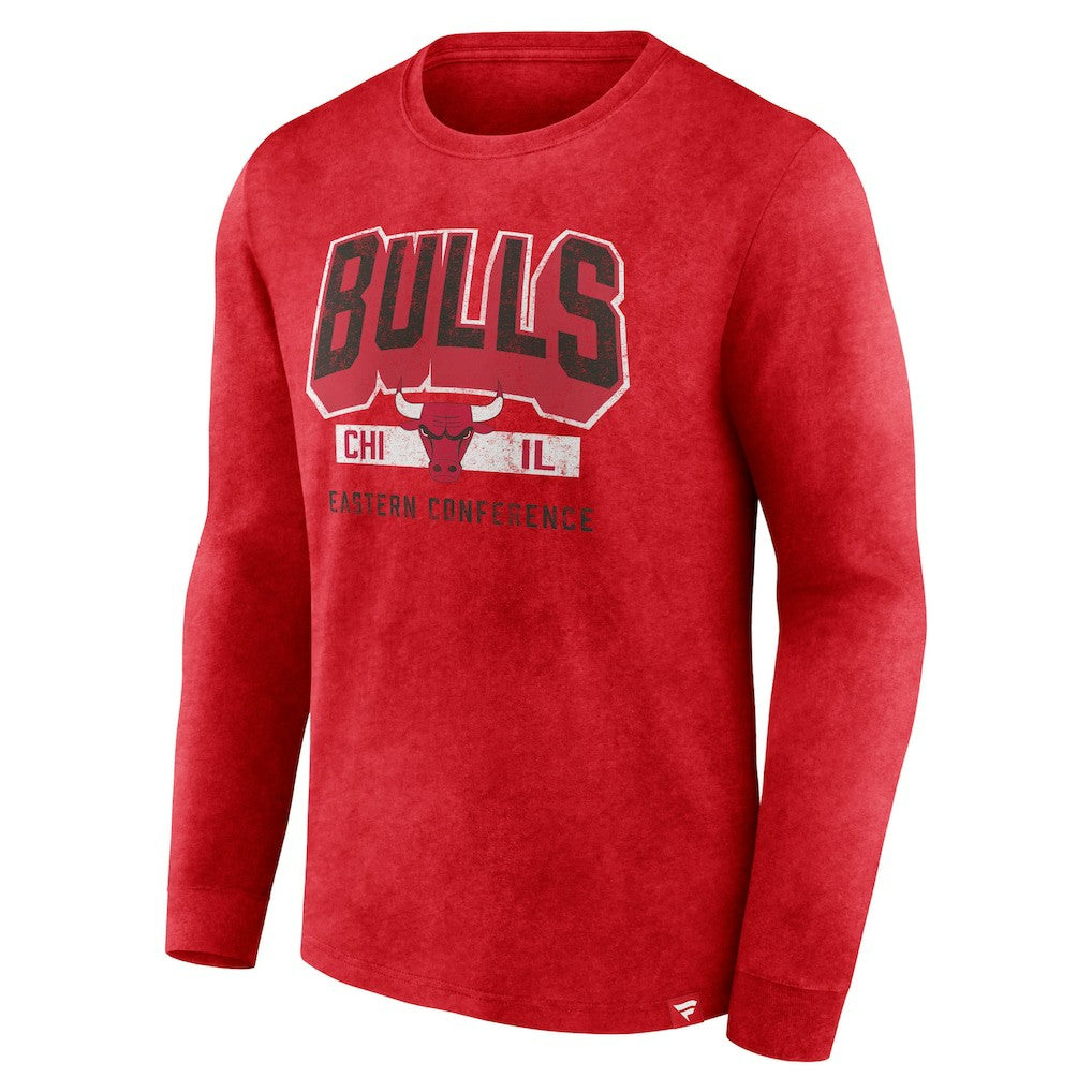Fanatics Chicago Bulls Front Court Press Snow Wash Long Sleeve T-Shirt Heather Red