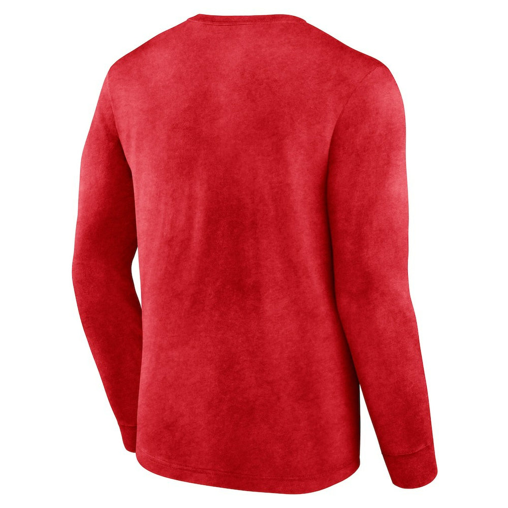 Fanatics Atlanta Hawks Front Court Press Snow Wash Long Sleeve T-Shirt Heather Red