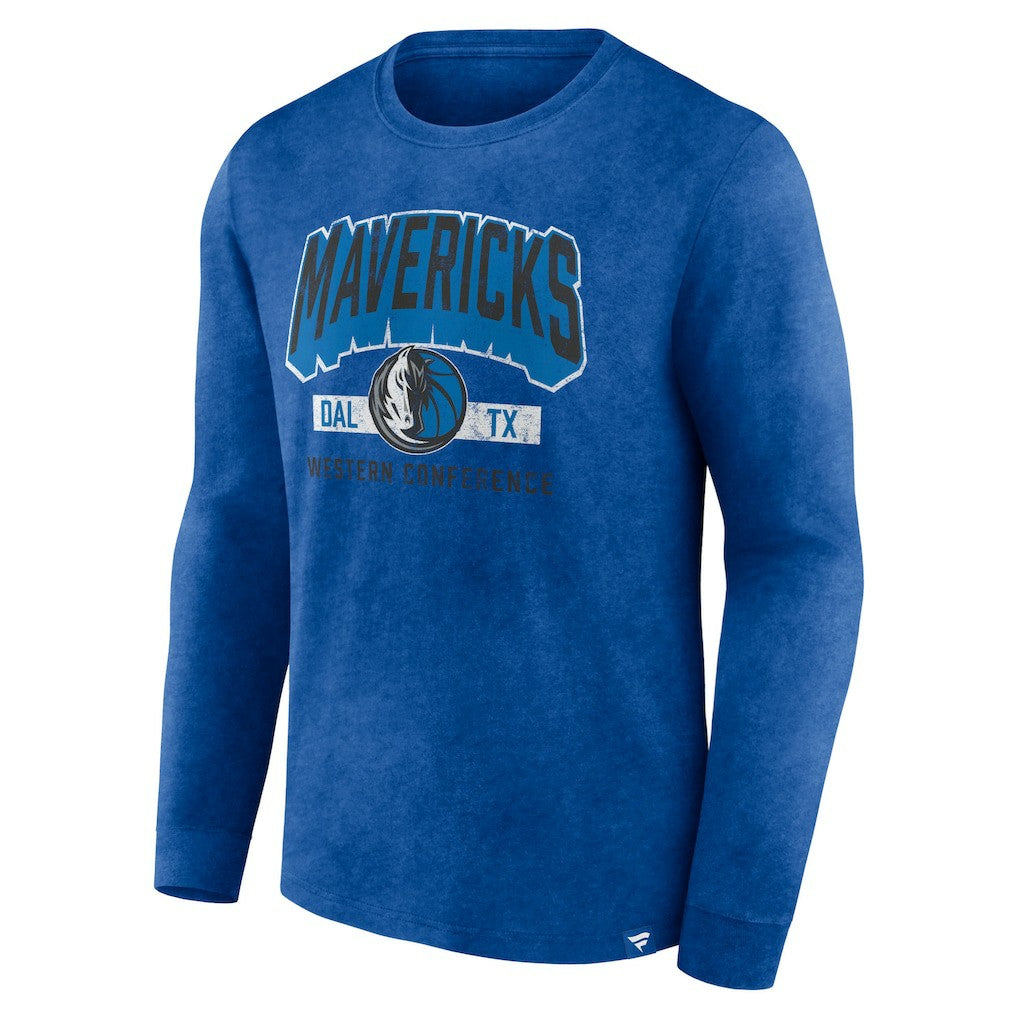 Fanatics Dallas Mavericks Front Court Press Snow Wash Long Sleeve T-Shirt Heather Royal