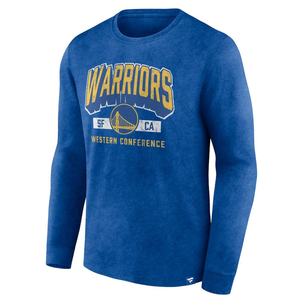 Fanatics Golden State Warriors Front Court Press Snow Wash Long Sleeve T-Shirt Heather Royal