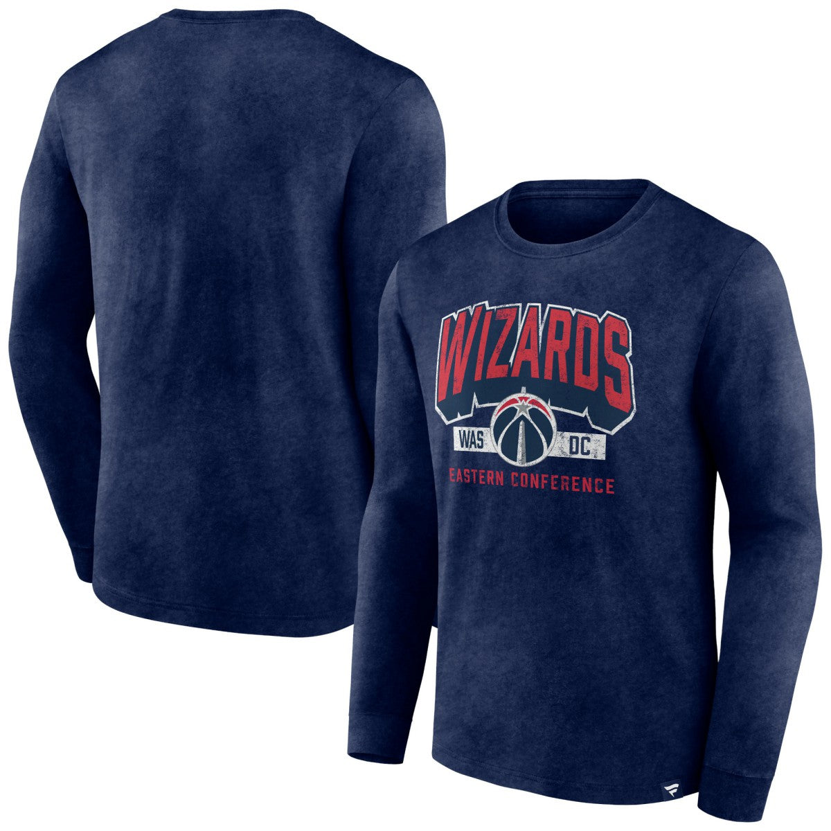 Fanatics Washington Wizards Front Court Press Snow Wash Long Sleeve T-Shirt Heather Navy