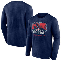 Fanatics Washington Wizards Front Court Press Snow Wash Long Sleeve T-Shirt Heather Navy