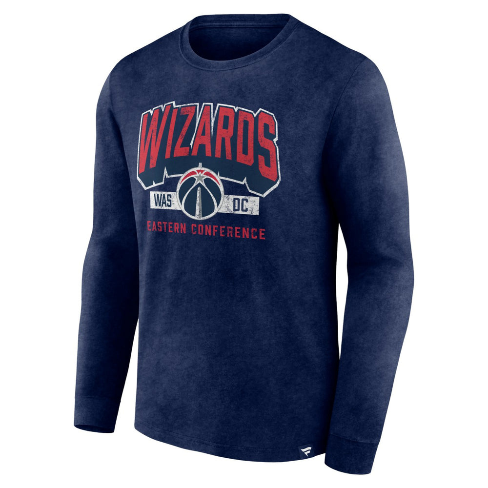 Fanatics Washington Wizards Front Court Press Snow Wash Long Sleeve T-Shirt Heather Navy