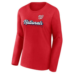 Washington Nationals Fanatics Women's Run The Bases Long Sleeve T-Shirt & Cuffed Knit Hat with Pom Combo Set Discount
