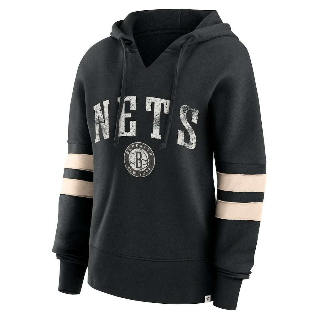 Fanatics Brooklyn Nets Women's Bold Move Dolman V-Neck High Hip Hoodie Black