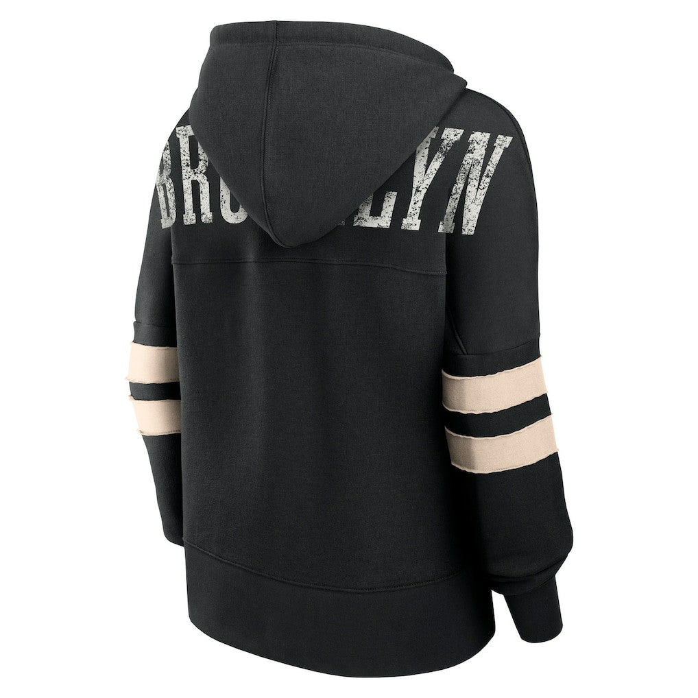 Fanatics Brooklyn Nets Women's Bold Move Dolman V-Neck High Hip Hoodie Black