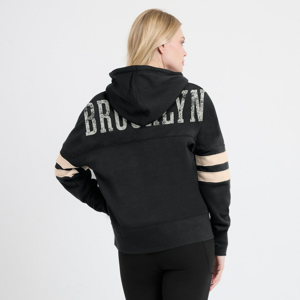 Fanatics Brooklyn Nets Women's Bold Move Dolman V-Neck High Hip Hoodie Black