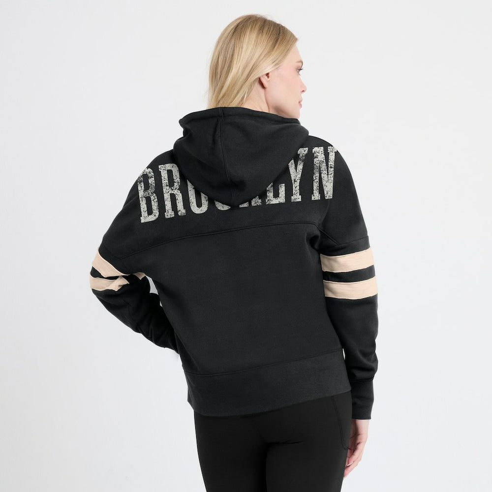 Fanatics Brooklyn Nets Women's Bold Move Dolman V-Neck High Hip Hoodie Black