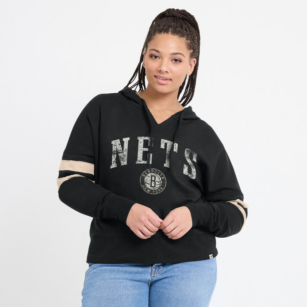 Fanatics Brooklyn Nets Women's Bold Move Dolman V-Neck High Hip Hoodie Black