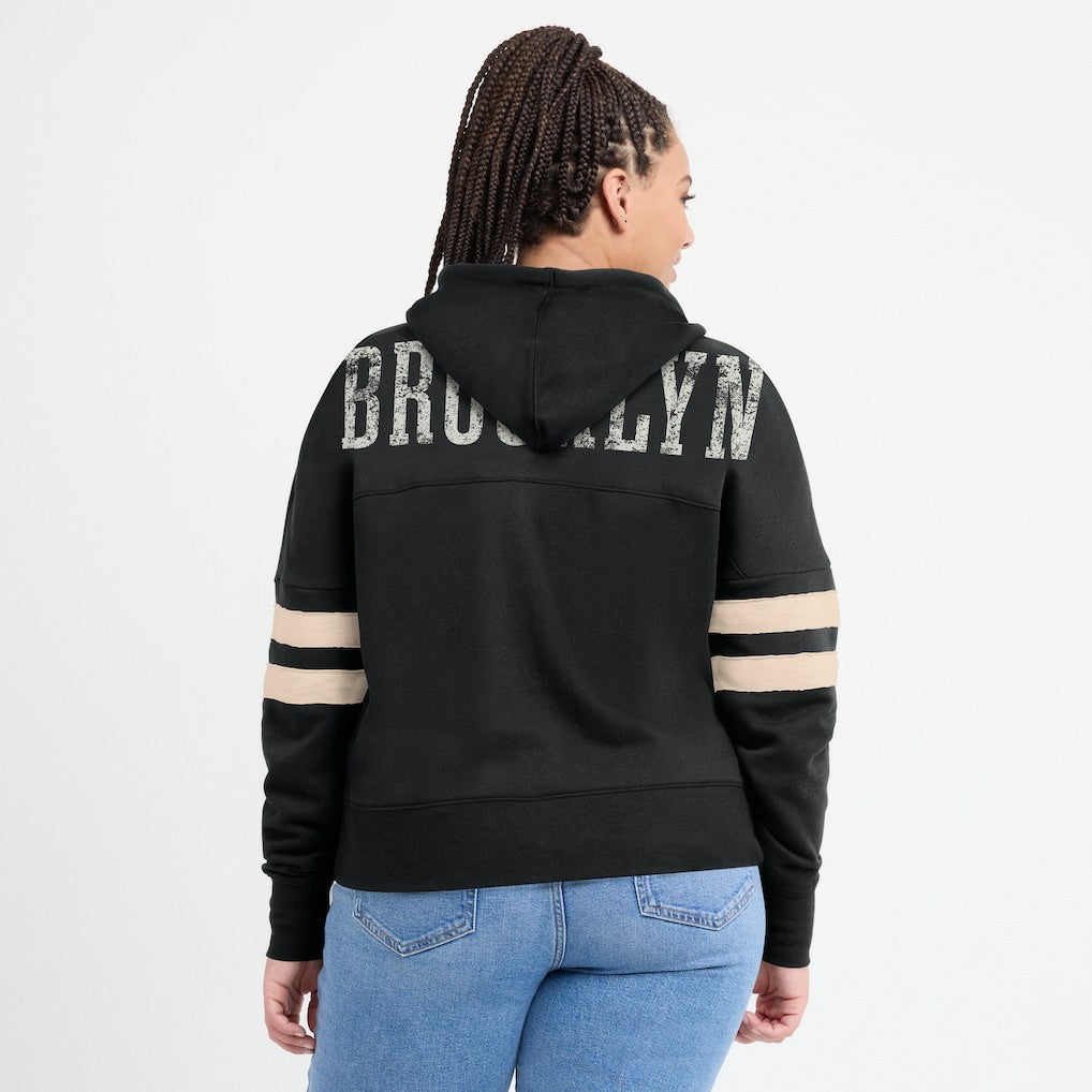 Fanatics Brooklyn Nets Women's Bold Move Dolman V-Neck High Hip Hoodie Black
